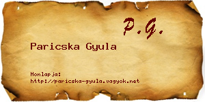 Paricska Gyula névjegykártya